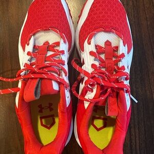 Under Armour Red and White Athletic Sneakers